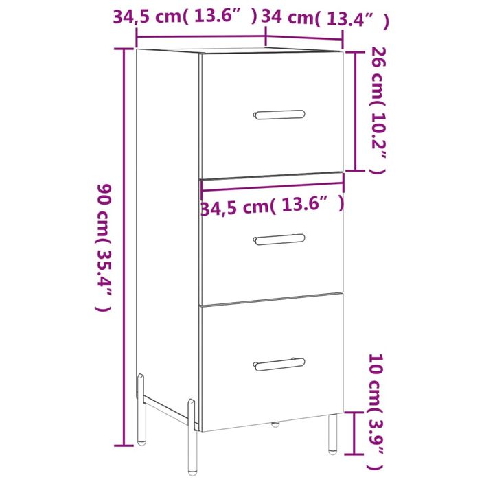 Buffet blanc 34,5x34x90 cm bois d'ingénierie - Photo n°12