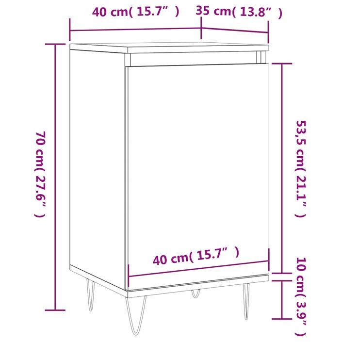 Buffet blanc 40x35x70 cm bois d’ingénierie - Photo n°12