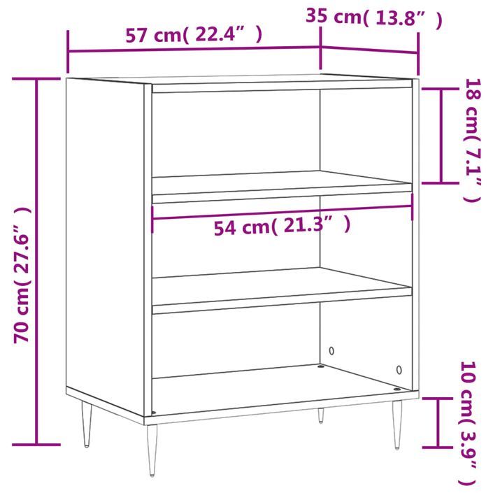 Buffet blanc 57x35x70 cm bois d’ingénierie - Photo n°9