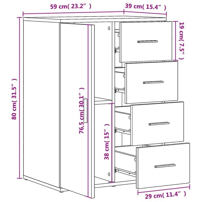 Buffet blanc 59x39x80 cm bois d'ingénierie - Photo n°11