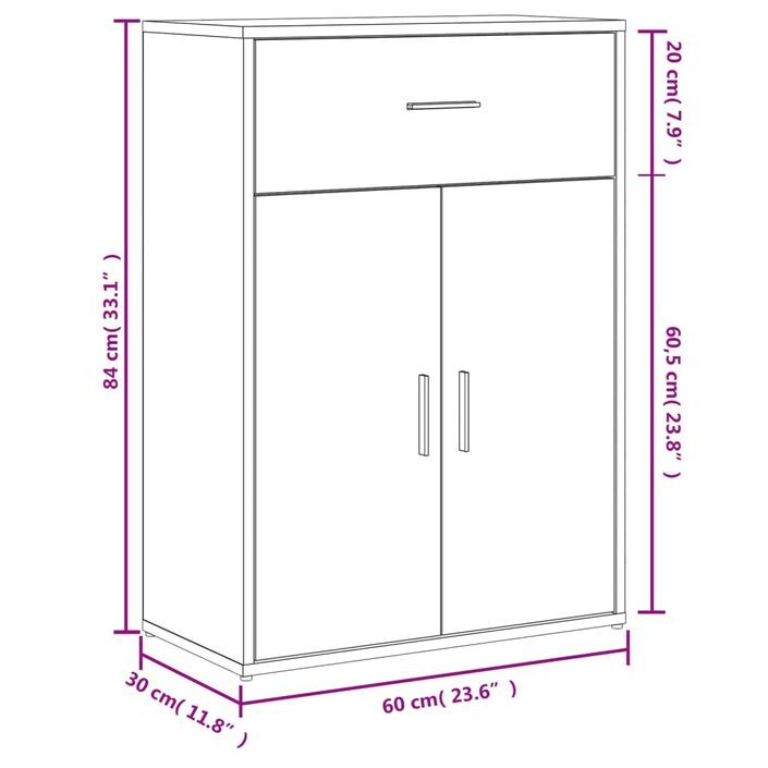 Buffet blanc 60x30x84 cm bois d'ingénierie - Photo n°10