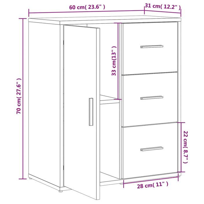 Buffet blanc 60x31x70 cm bois d'ingénierie - Photo n°10