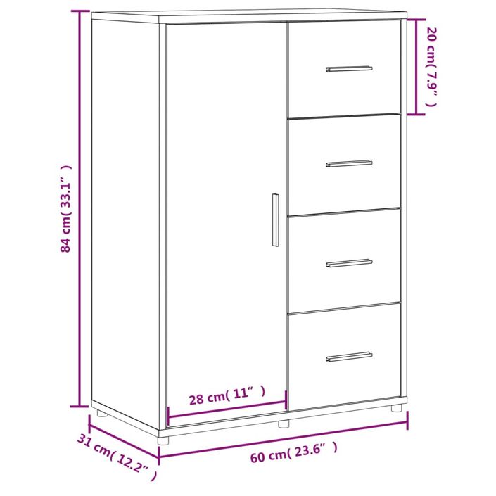 Buffet blanc 60x31x84 cm bois d'ingénierie - Photo n°11