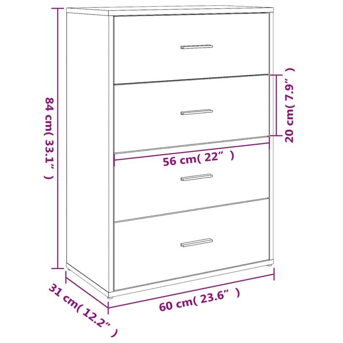 Buffet blanc 60x31x84 cm bois d'ingénierie - Photo n°10