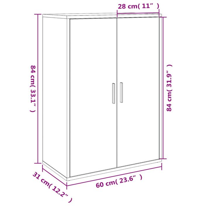 Buffet blanc 60x31x84 cm bois d'ingénierie - Photo n°10