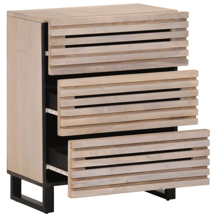 Buffet blanc 60x34x75 cm bois massif de manguier - Photo n°5