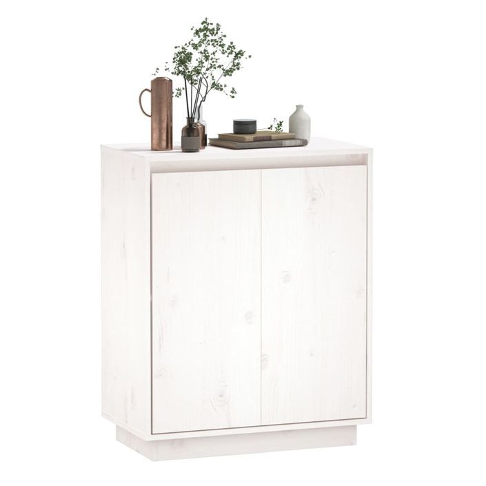 Buffet Blanc 60x34x75 cm Bois massif de pin 3 - Photo n°4