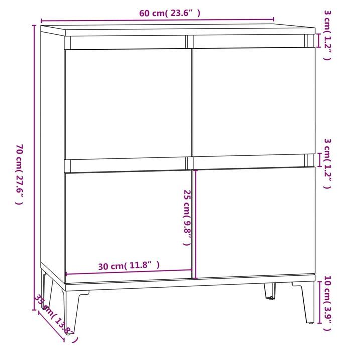 Buffet Blanc 60x35x70 cm Bois d'ingénierie - Photo n°10