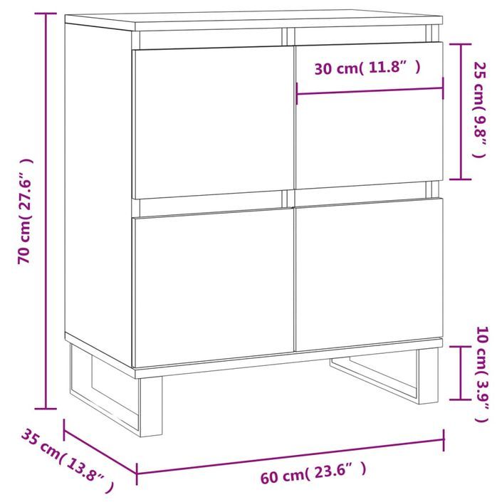 Buffet Blanc 60x35x70 cm Bois d'ingénierie - Photo n°11