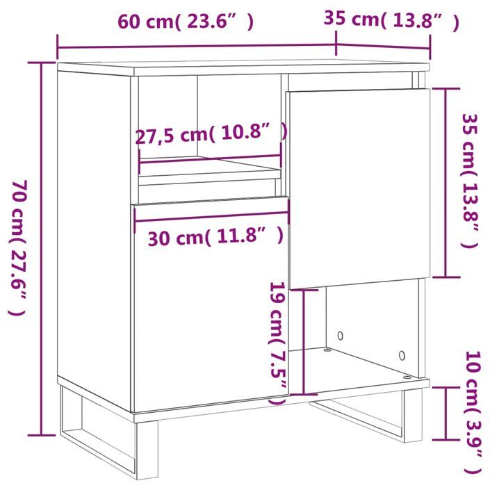 Buffet Blanc 60x35x70 cm Bois d'ingénierie - Photo n°12