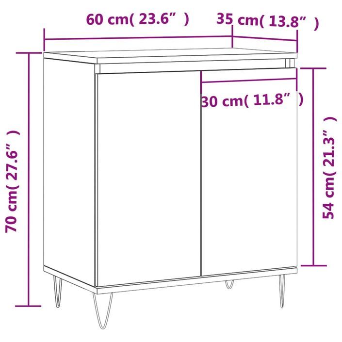 Buffet Blanc 60x35x70 cm Bois d'ingénierie - Photo n°11