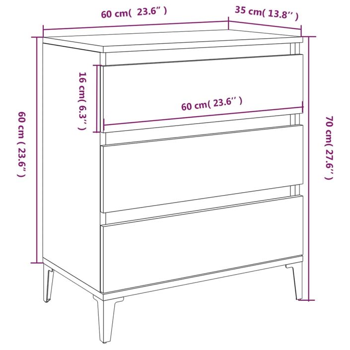 Buffet Blanc 60x35x70 cm Bois d'ingénierie - Photo n°9