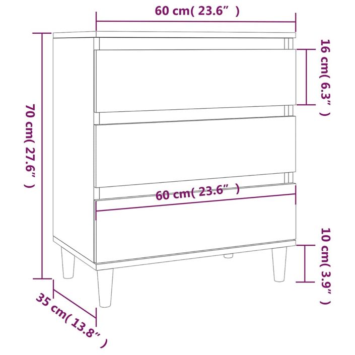 Buffet Blanc 60x35x70 cm Bois d'ingénierie - Photo n°10