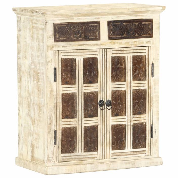 Buffet Blanc 65x30x75 cm Bois de manguier massif - Photo n°10