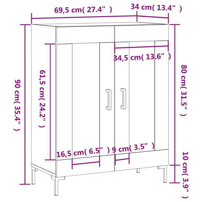 Buffet blanc 69,5x34x90 cm bois d'ingénierie - Photo n°12