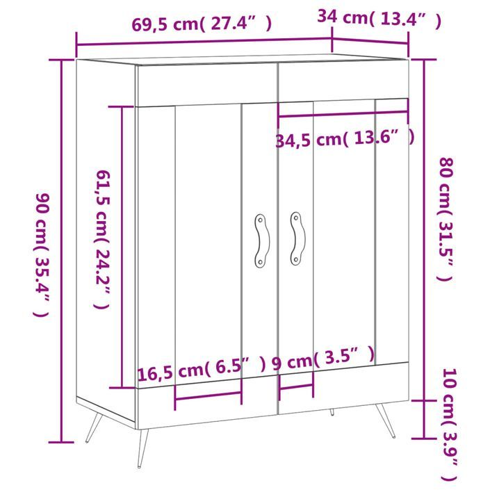 Buffet blanc 69,5x34x90 cm bois d'ingénierie - Photo n°12