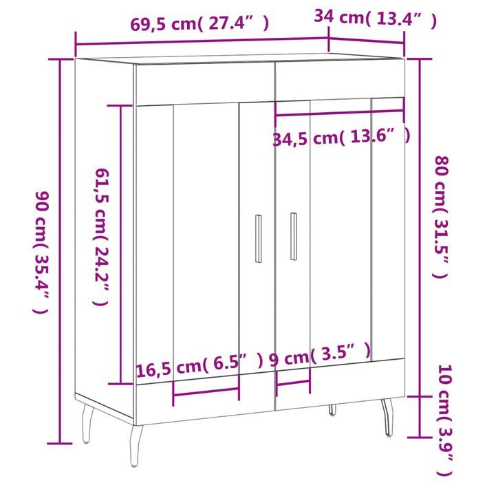 Buffet blanc 69,5x34x90 cm bois d'ingénierie - Photo n°12