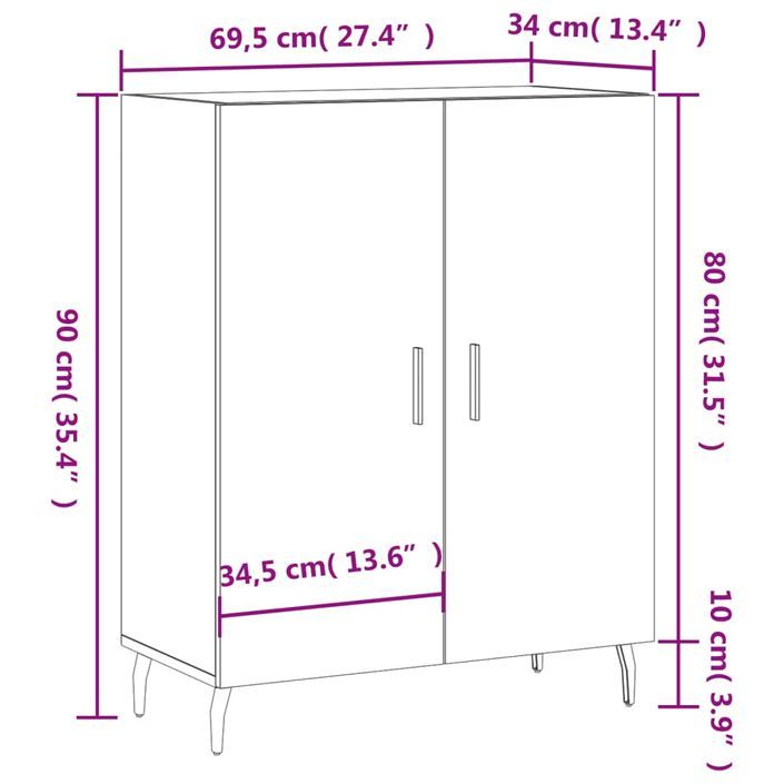 Buffet blanc 69,5x34x90 cm bois d'ingénierie - Photo n°12