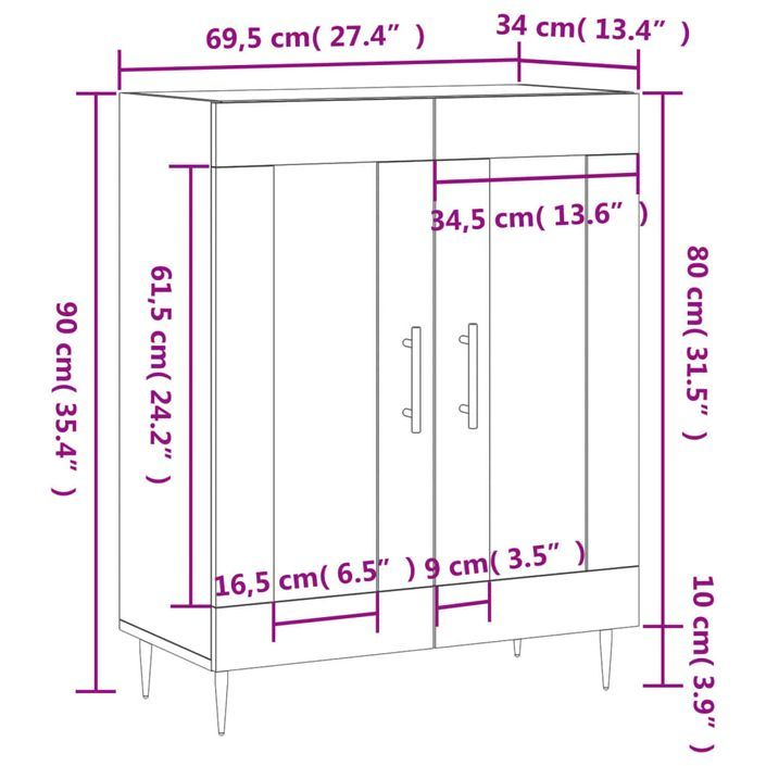 Buffet blanc 69,5x34x90 cm bois d'ingénierie - Photo n°12