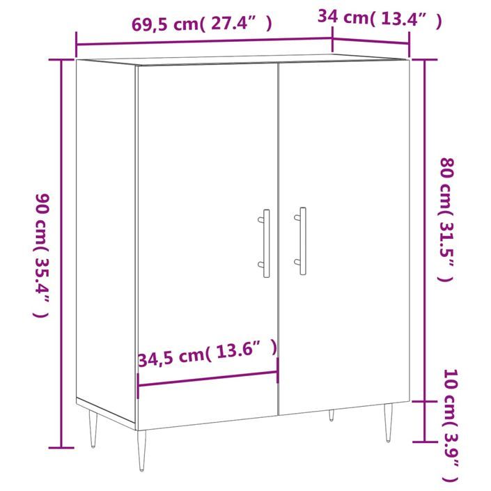 Buffet blanc 69,5x34x90 cm bois d'ingénierie - Photo n°12