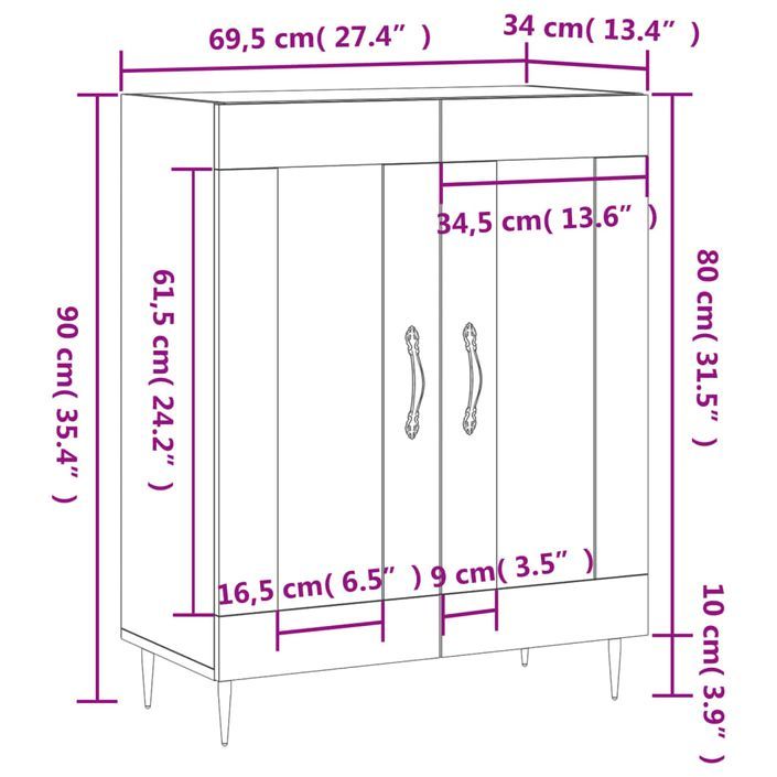 Buffet blanc 69,5x34x90 cm bois d'ingénierie - Photo n°12