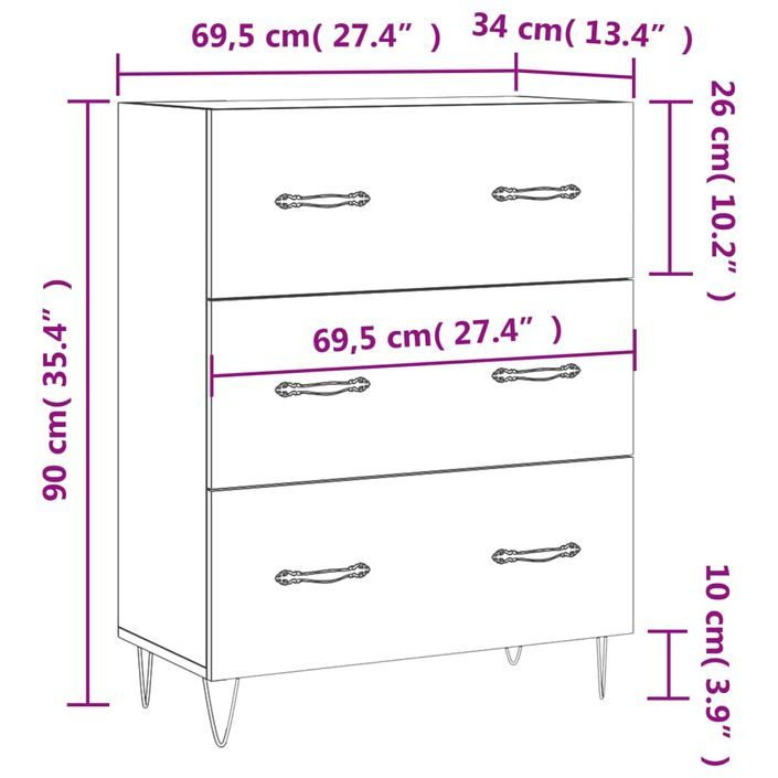 Buffet blanc 69,5x34x90 cm bois d'ingénierie - Photo n°12