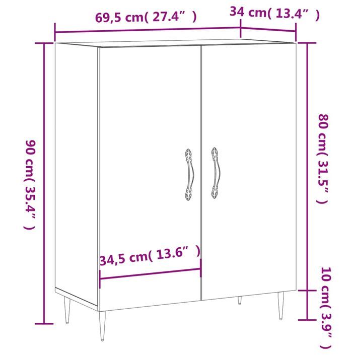 Buffet blanc 69,5x34x90 cm bois d'ingénierie - Photo n°12