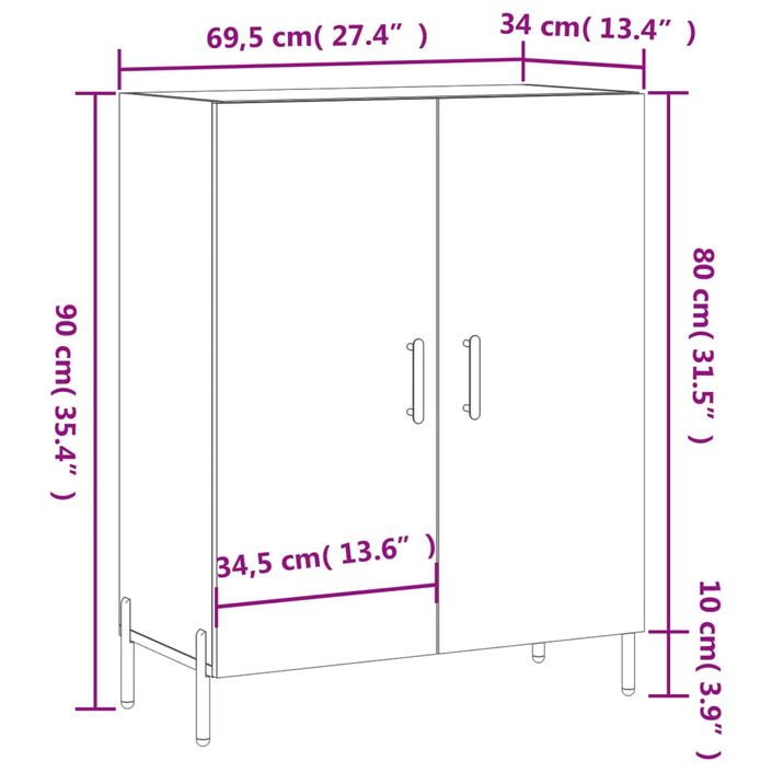 Buffet blanc 69,5x34x90 cm bois d'ingénierie - Photo n°12