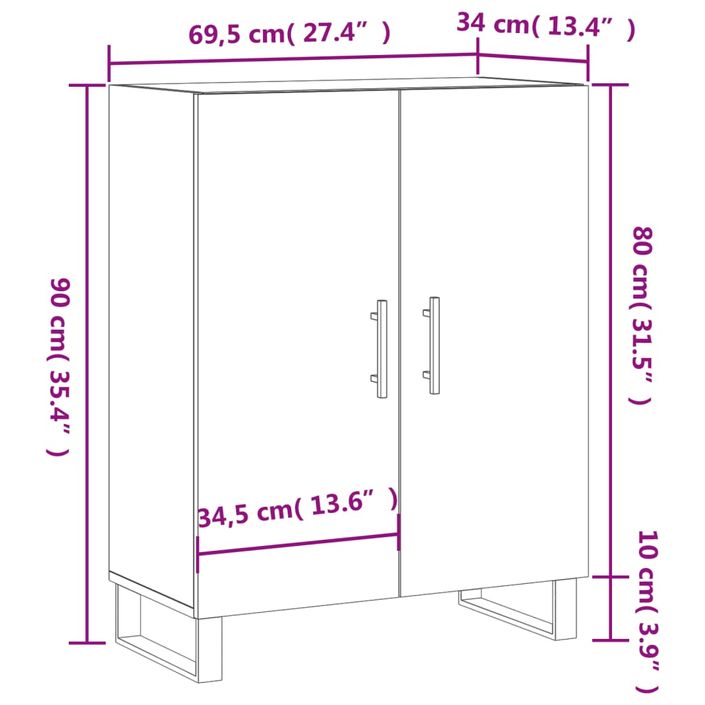 Buffet blanc 69,5x34x90 cm bois d'ingénierie - Photo n°12