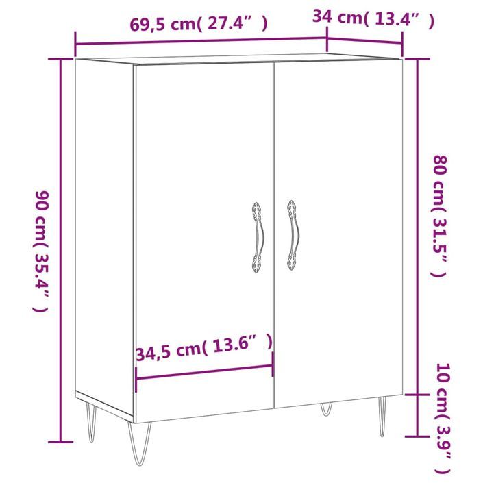 Buffet blanc 69,5x34x90 cm bois d'ingénierie - Photo n°12