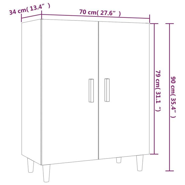 Buffet Blanc 70x34x90 cm Bois d'ingénierie - Photo n°8