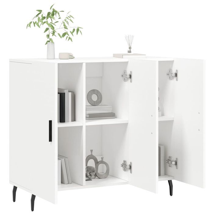 Buffet blanc 90x34x80 cm bois d'ingénierie - Photo n°4