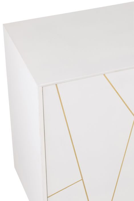Buffet blanc avec rayures dorées 4 portes Kolette L 160 cm - Photo n°7