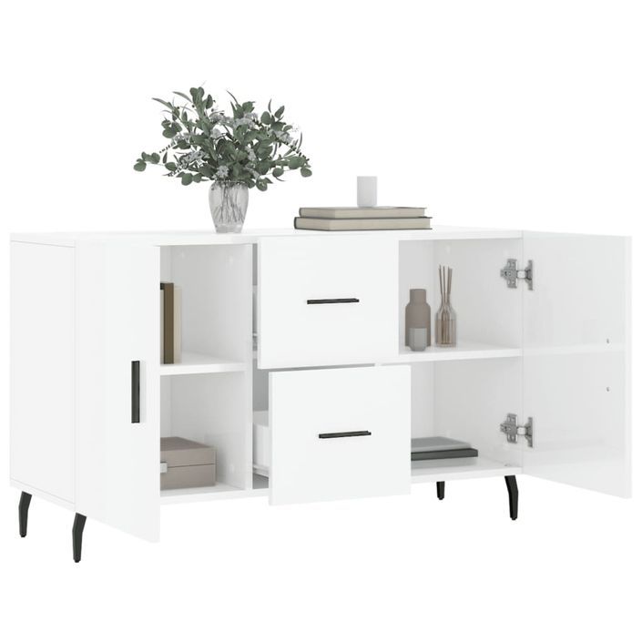 Buffet blanc brillant 100x36x60 cm bois d'ingénierie - Photo n°4