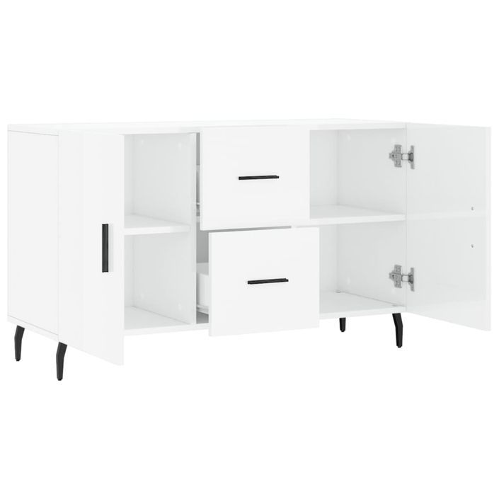 Buffet blanc brillant 100x36x60 cm bois d'ingénierie - Photo n°5