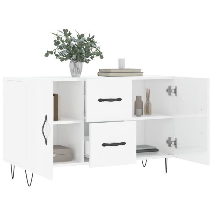 Buffet blanc brillant 100x36x60 cm bois d'ingénierie - Photo n°4