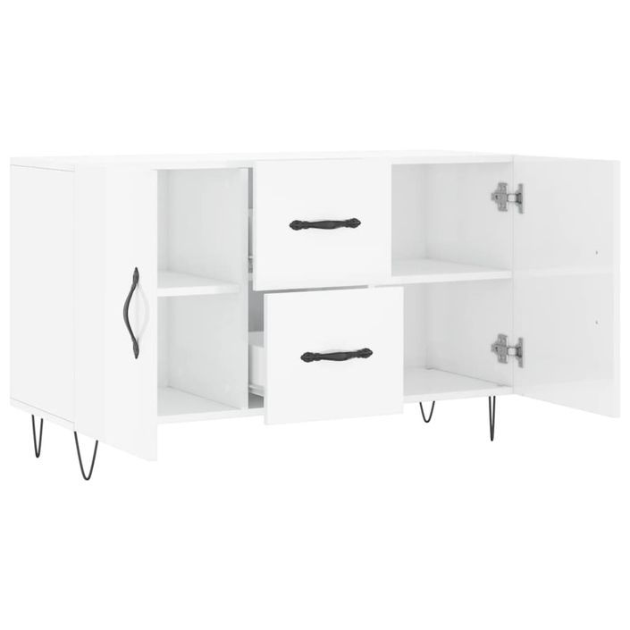 Buffet blanc brillant 100x36x60 cm bois d'ingénierie - Photo n°5