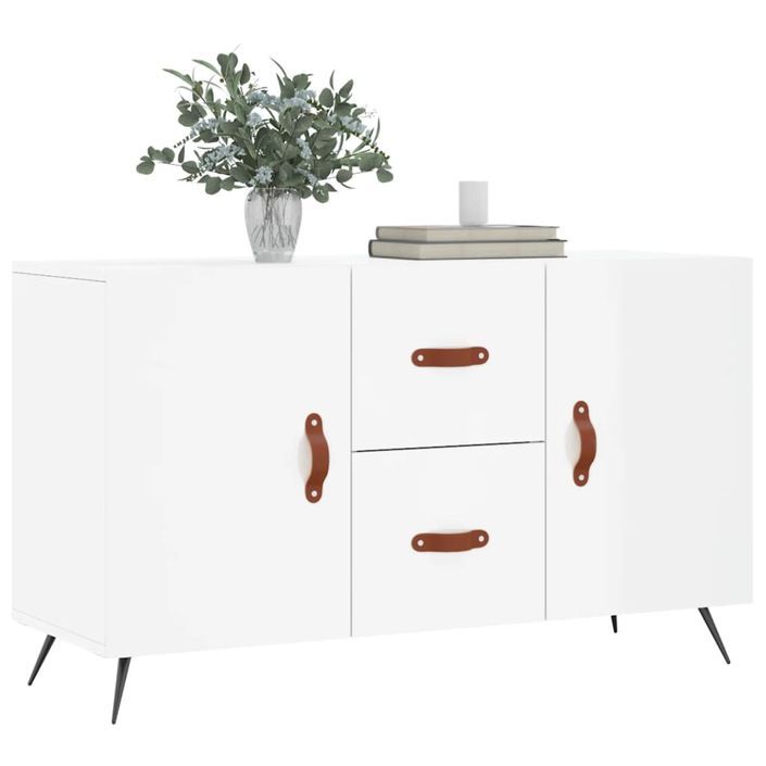 Buffet blanc brillant 100x36x60 cm bois d'ingénierie - Photo n°3