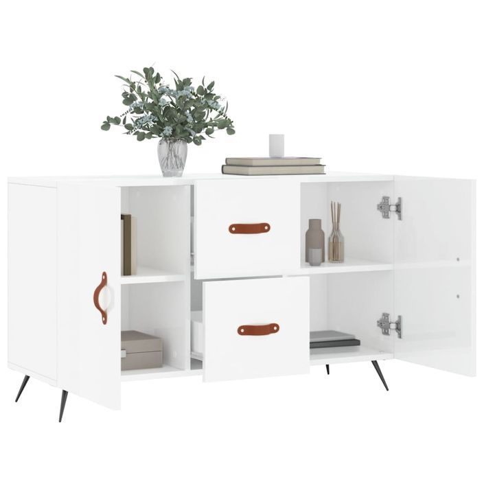 Buffet blanc brillant 100x36x60 cm bois d'ingénierie - Photo n°4