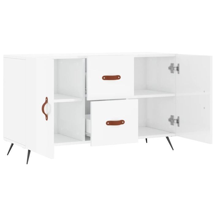 Buffet blanc brillant 100x36x60 cm bois d'ingénierie - Photo n°5