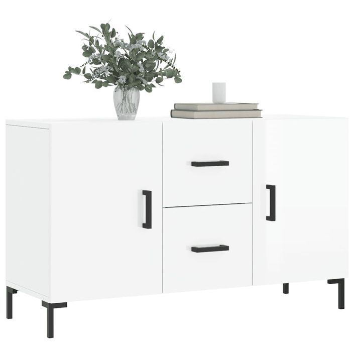 Buffet blanc brillant 100x36x60 cm bois d'ingénierie - Photo n°3