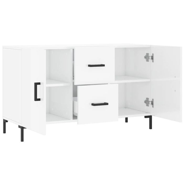 Buffet blanc brillant 100x36x60 cm bois d'ingénierie - Photo n°5