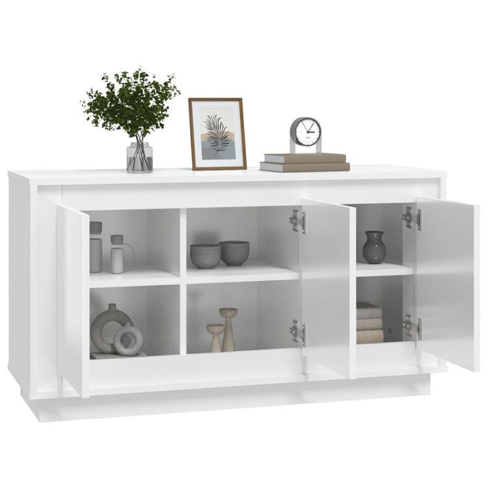 Buffet blanc brillant 102x35x55 cm bois d'ingénierie - Photo n°4