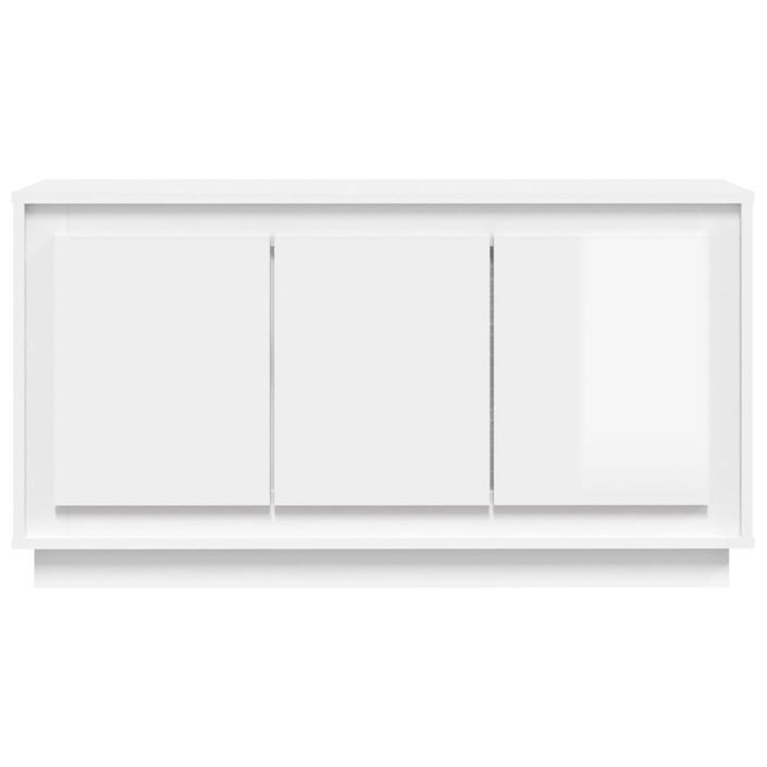 Buffet blanc brillant 102x35x55 cm bois d'ingénierie - Photo n°5