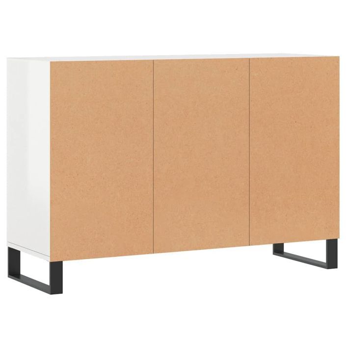 Buffet blanc brillant 103,5x35x70 cm bois d'ingénierie - Photo n°6