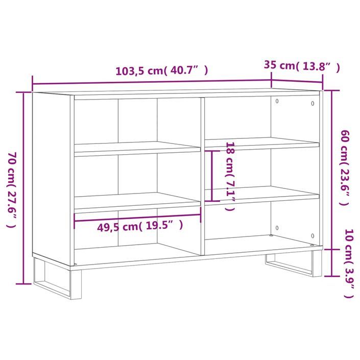 Buffet blanc brillant 103,5x35x70 cm bois d'ingénierie - Photo n°9