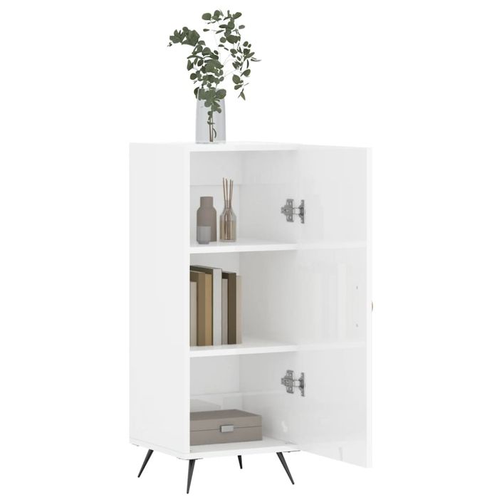 Buffet Blanc brillant 34,5x34x90 cm Bois d'ingénierie - Photo n°4