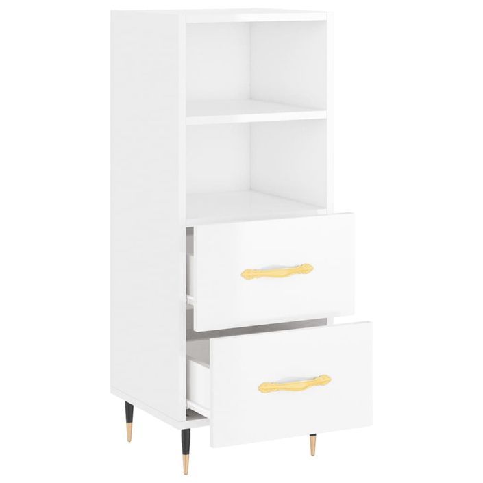 Buffet Blanc brillant 34,5x34x90 cm Bois d'ingénierie - Photo n°5