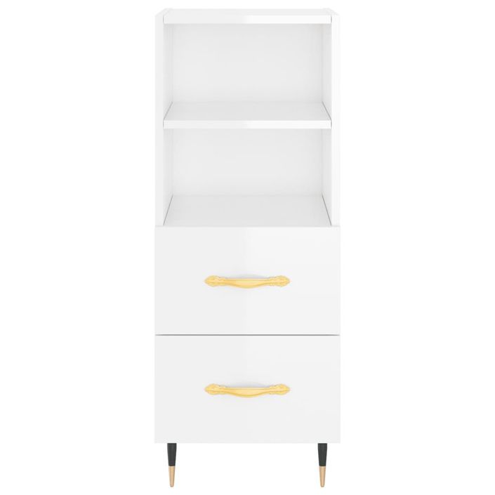 Buffet Blanc brillant 34,5x34x90 cm Bois d'ingénierie - Photo n°6