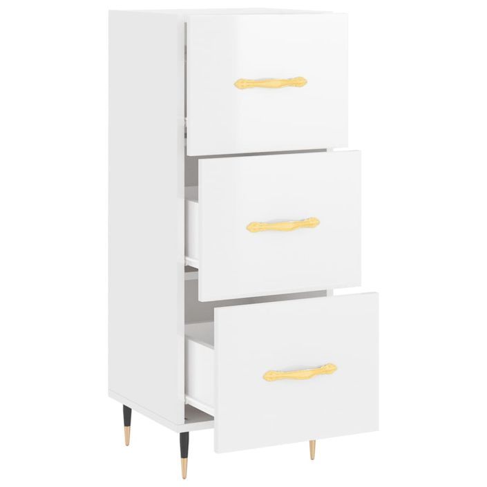 Buffet Blanc brillant 34,5x34x90 cm Bois d'ingénierie - Photo n°5